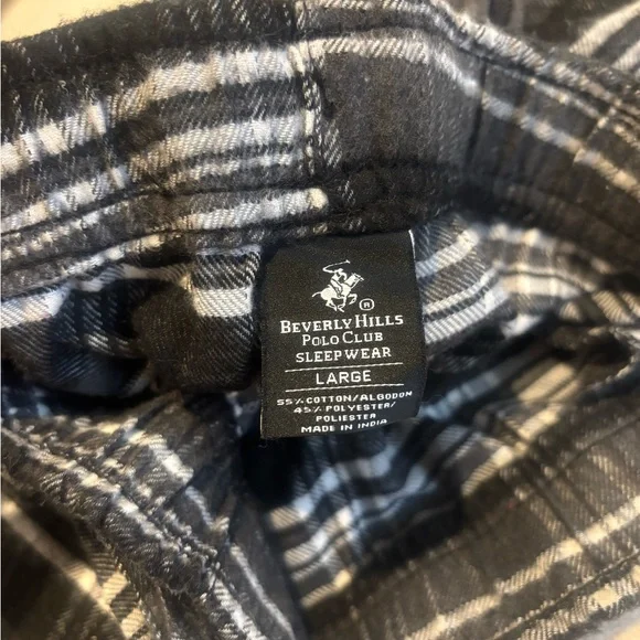 Beverly Hills Polo Club Men’s Large Flannel Lounge Pants BLK/Gry/WHT Sleepwear - Picture 2 of 7